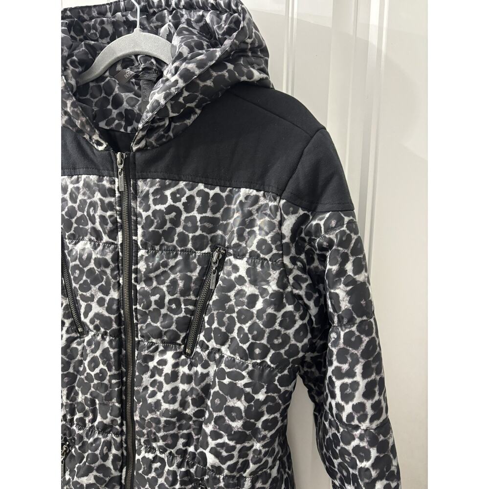 Puffer Jacket Animal Print Bisou Bisou Women’s Size M black/white - Picture 5 of 11
